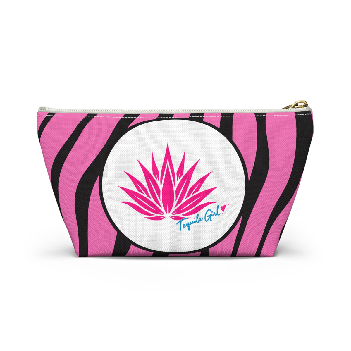 Tequila Girl™ Pink Zebra Makeup Pouch - Zebra Print Cosmetic Bag, Gift for Her
