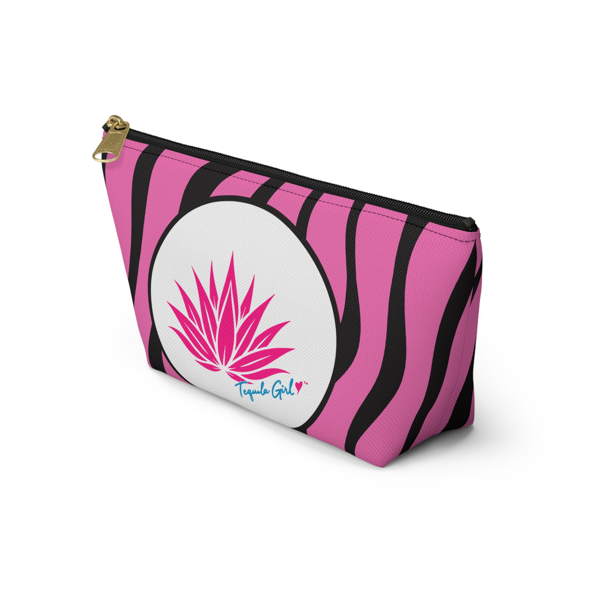 Tequila Girl™ Pink Zebra Makeup Pouch - Zebra Print Cosmetic Bag, Gift for Her