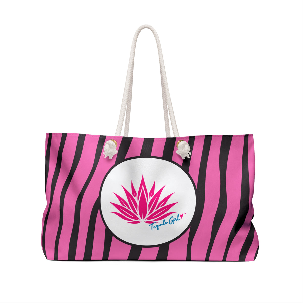 Tequila Girl™ Pink Zebra Weekender Bag - Girls Trip Travel Bag, Bachelorette