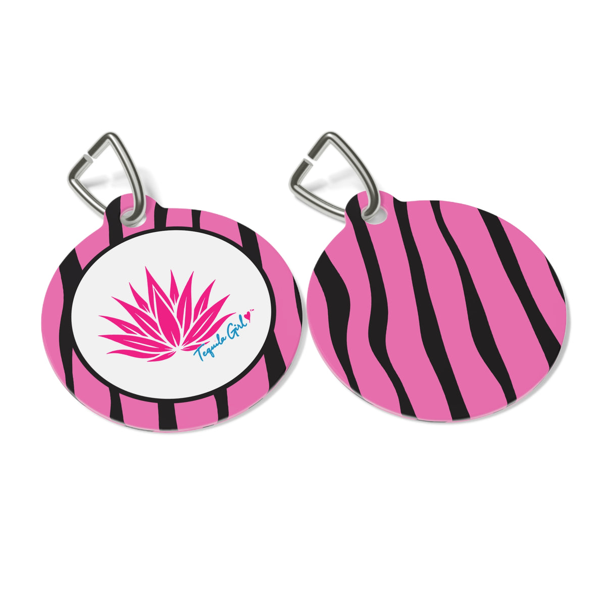 Tequila Girl™ Pink Zebra Pet ID Tag - Dog Tag, Cat Tag, Dog Mom Gift