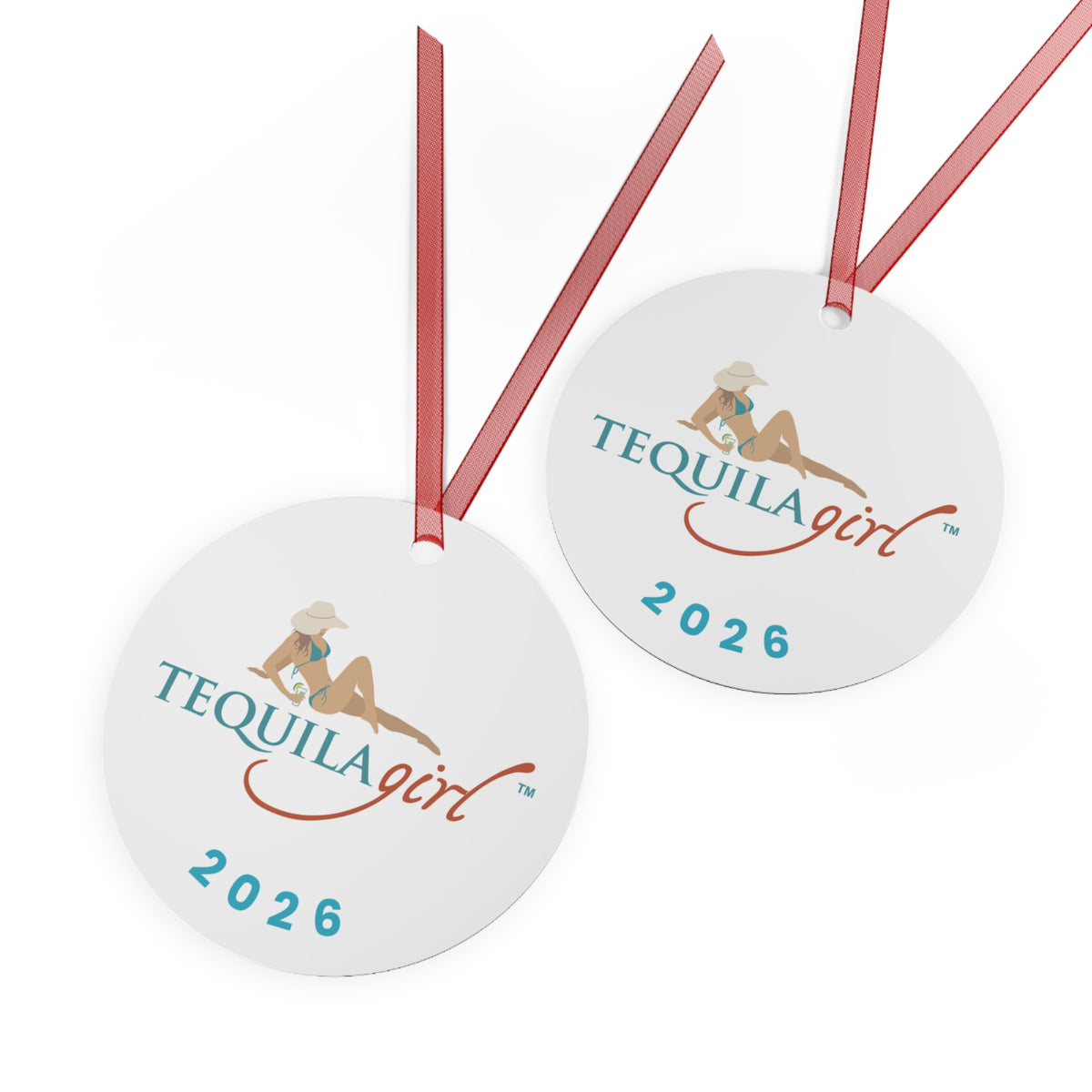 Tequila Girl™ 2026 Christmas Ornament - Beach Girl - Double-Sided Metal Ornament, Tequila Lover Gift