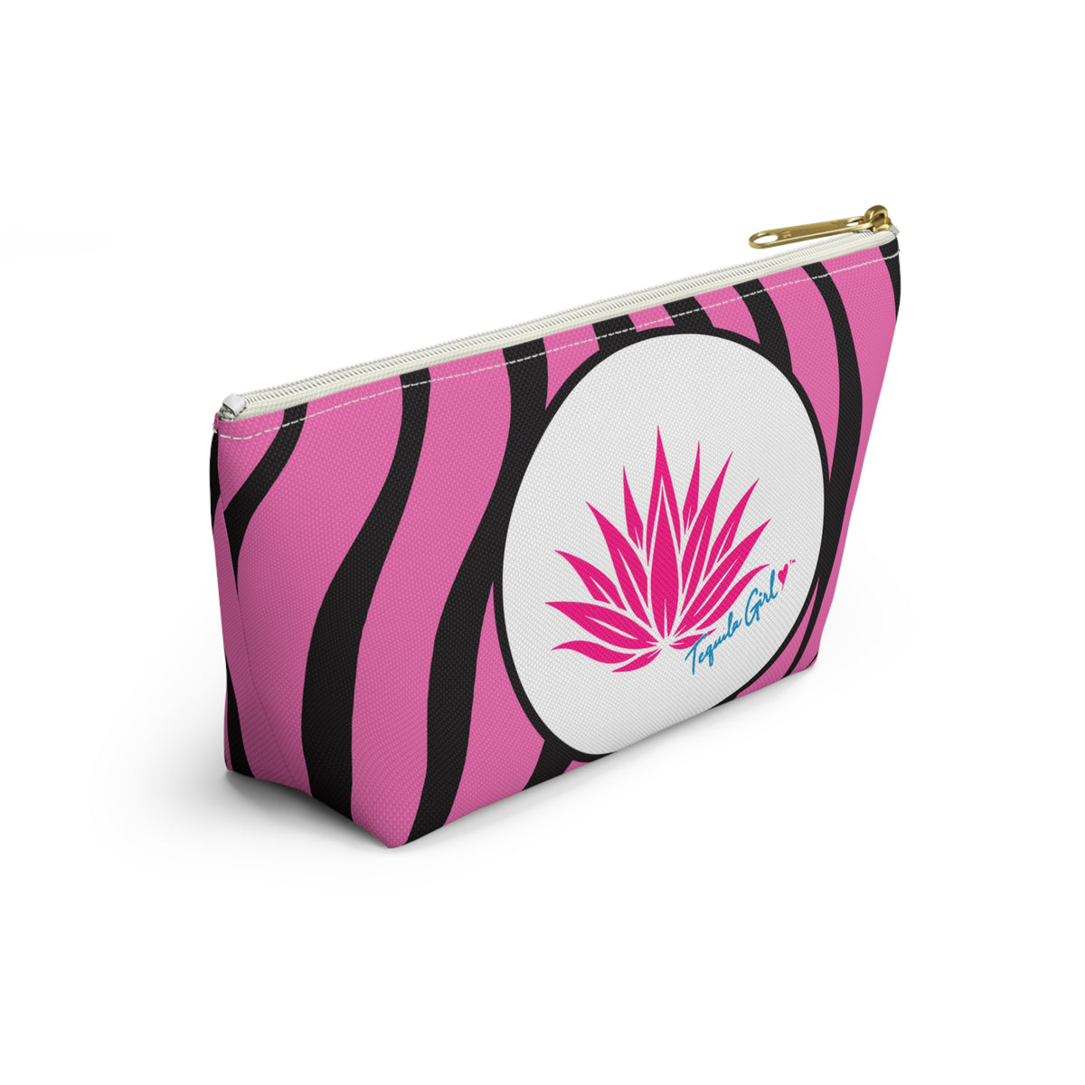 Tequila Girl™ Pink Zebra Makeup Pouch - Zebra Print Cosmetic Bag, Gift for Her