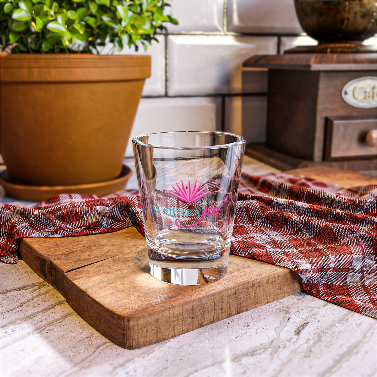 Tequila Girl® Shot Glass - Pink Agave - 1.5oz Full-Color Shot Glass, Tequila Lover Gift