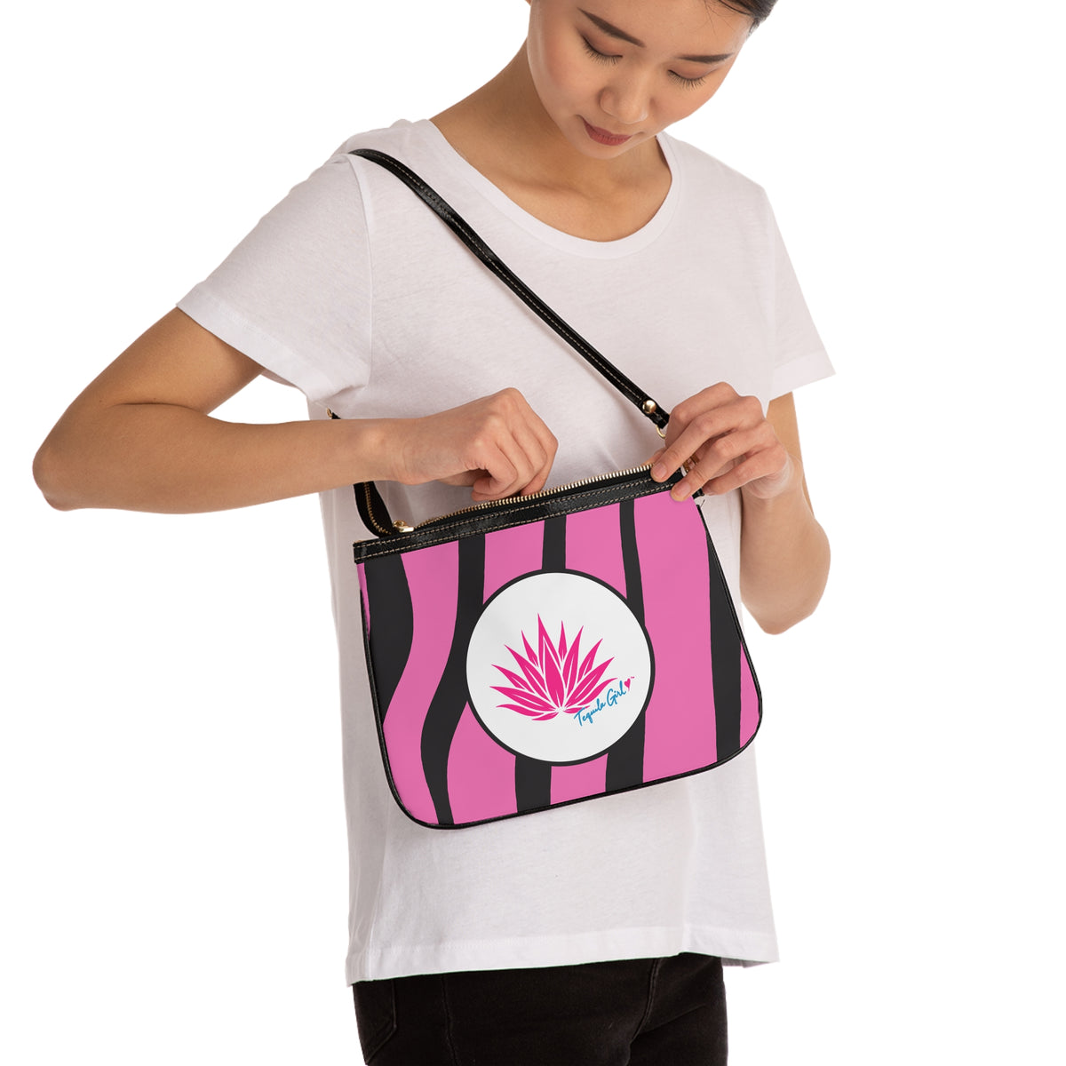 Tequila Girl™ Pink Zebra Shoulder Bag - Small Zebra Print Purse, Gift for Her