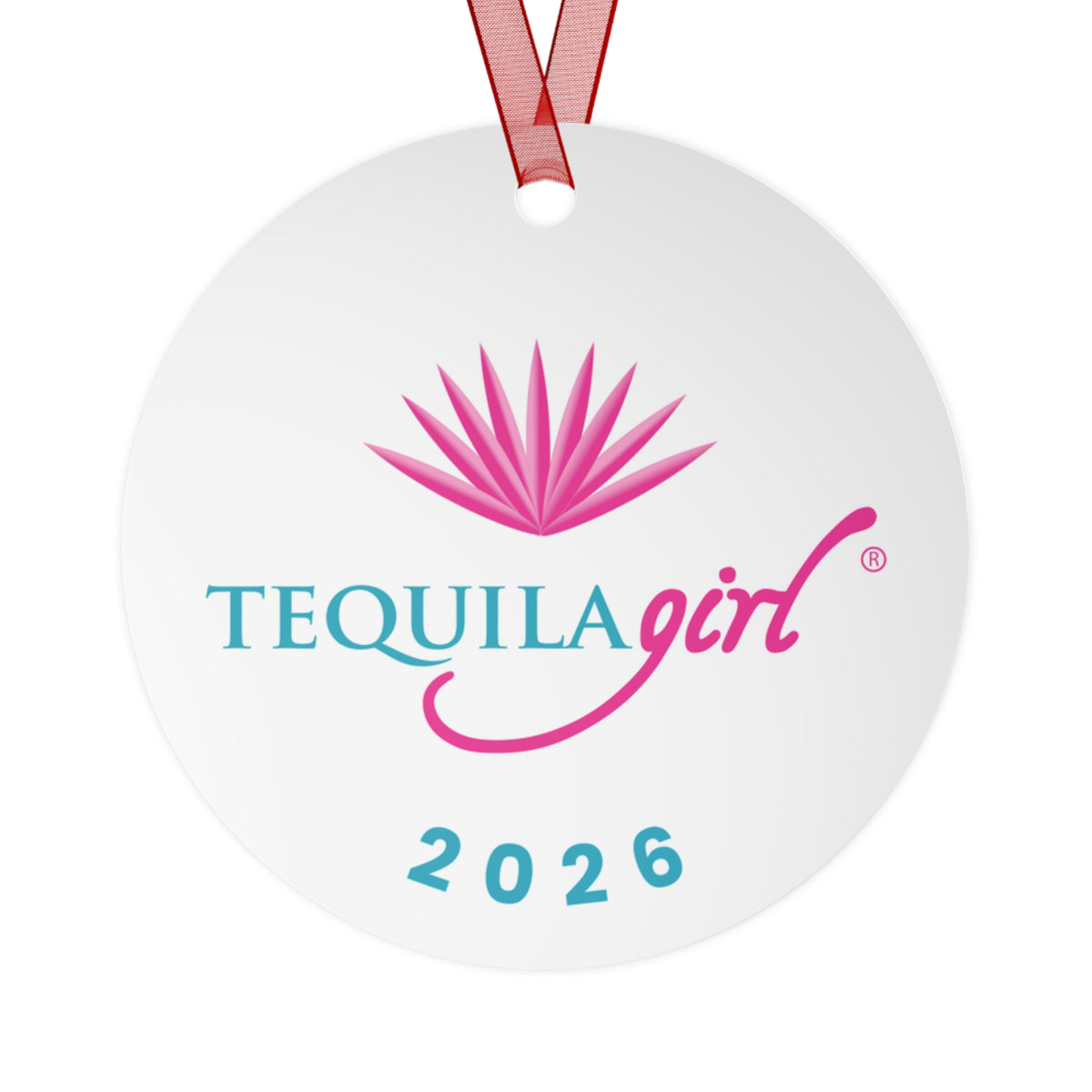 Tequila Girl® 2026 Christmas Ornament - Pink Agave - Double-Sided Metal Ornament, Tequila Lover Gift