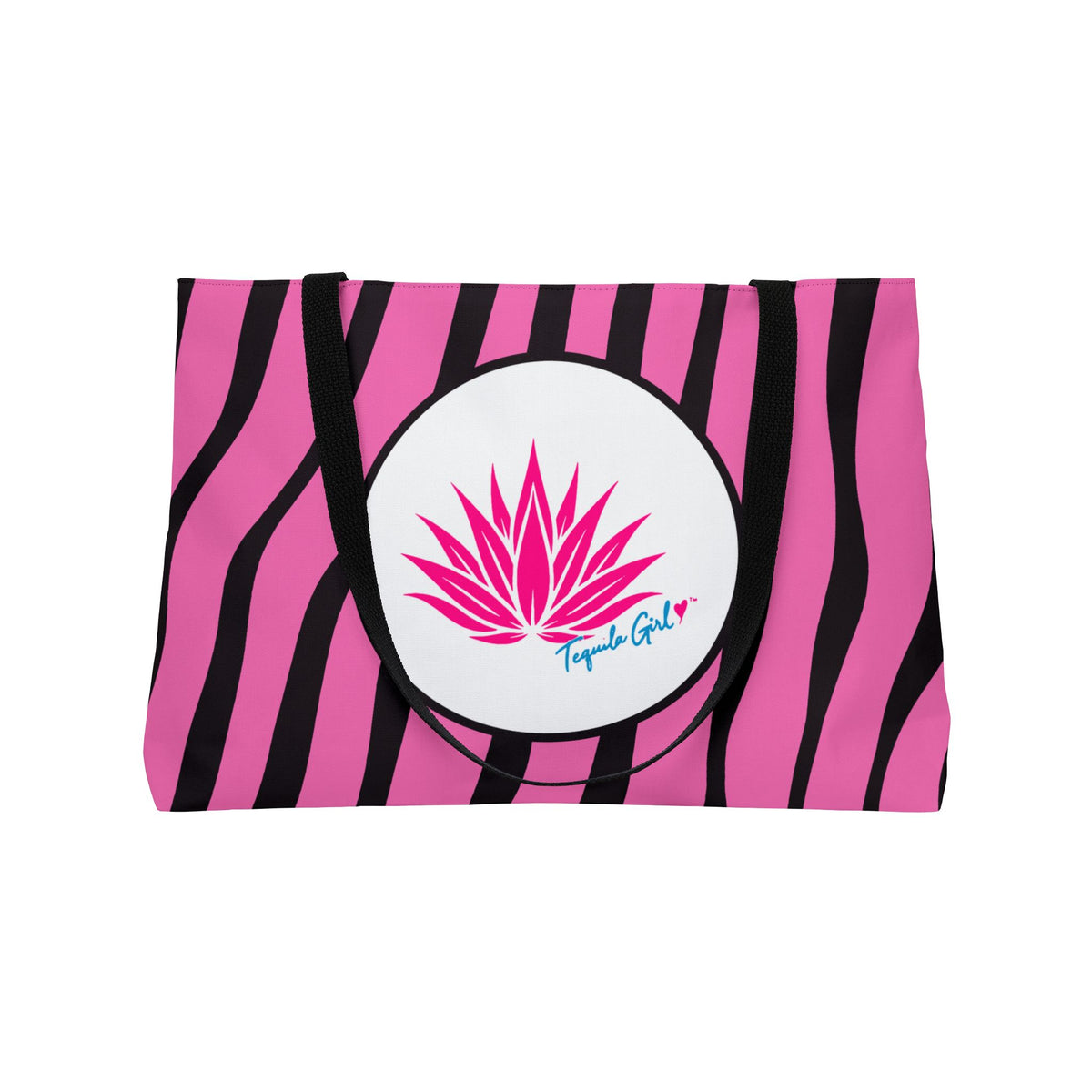 Tequila Girl™ Pink Zebra Beach Bag - Large Zebra Print Tote, Bachelorette Gift