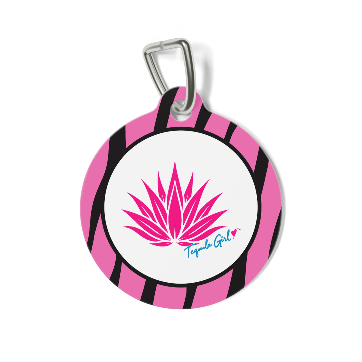 Tequila Girl™ Pink Zebra Pet ID Tag - Dog Tag, Cat Tag, Dog Mom Gift