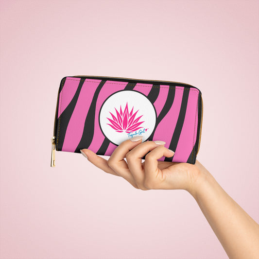 Tequila Girl™ Pink Zebra Zipper Purse - Zebra Print Wallet, Bridesmaid Gift