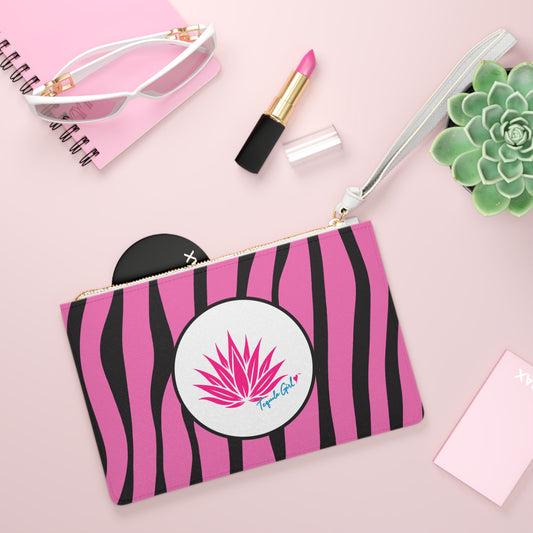 Tequila Girl™ Pink Zebra Clutch - Zebra Print Wristlet, Bridesmaid Gift
