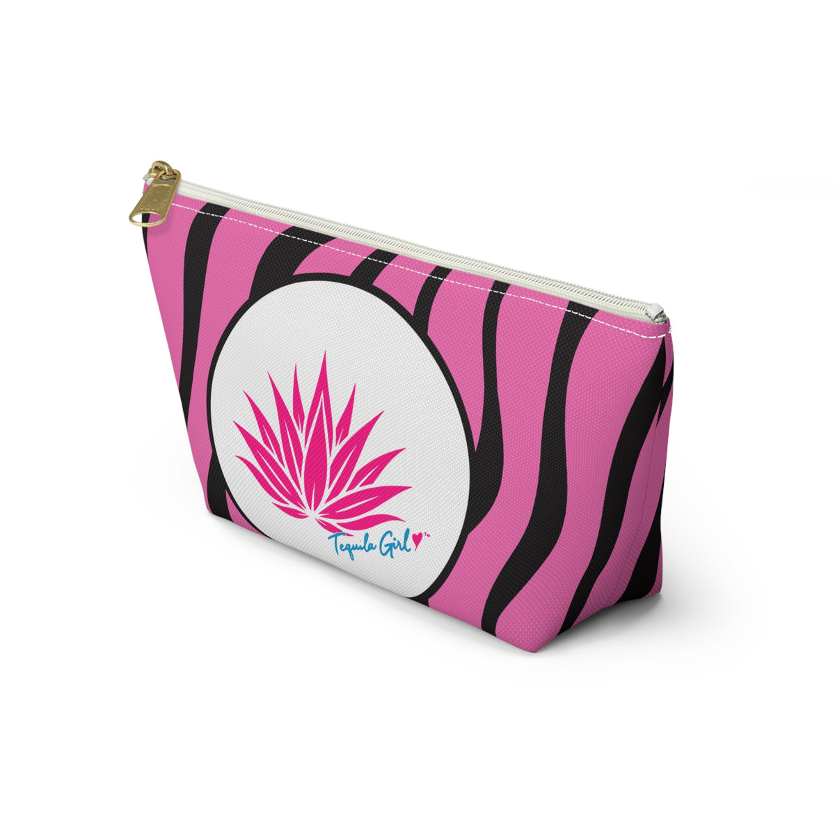 Tequila Girl™ Pink Zebra Makeup Pouch - Zebra Print Cosmetic Bag, Gift for Her