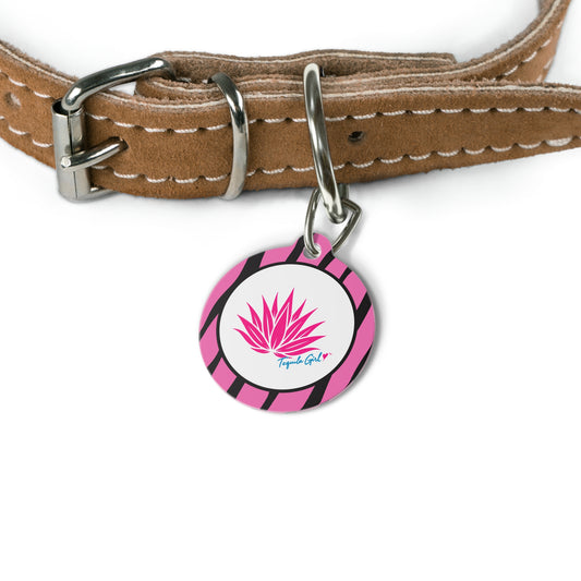Tequila Girl™ Pink Zebra Pet ID Tag - Dog Tag, Cat Tag, Dog Mom Gift