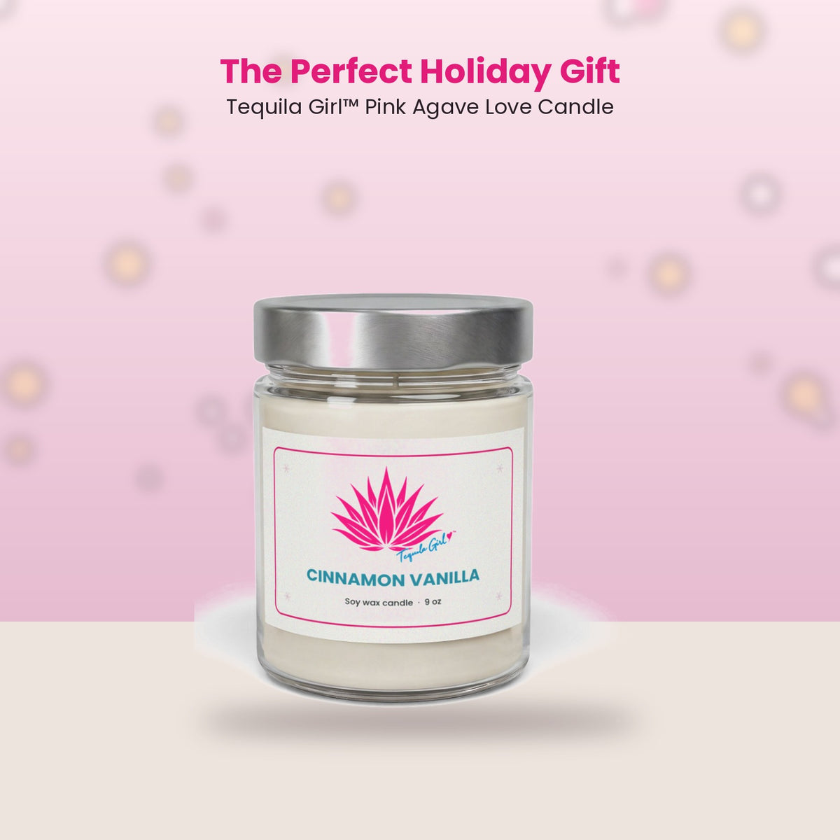 Tequila Girl™ Pink Agave Love Candle - Cinnamon Vanilla Soy Candle 9oz, Holiday Gift for Her