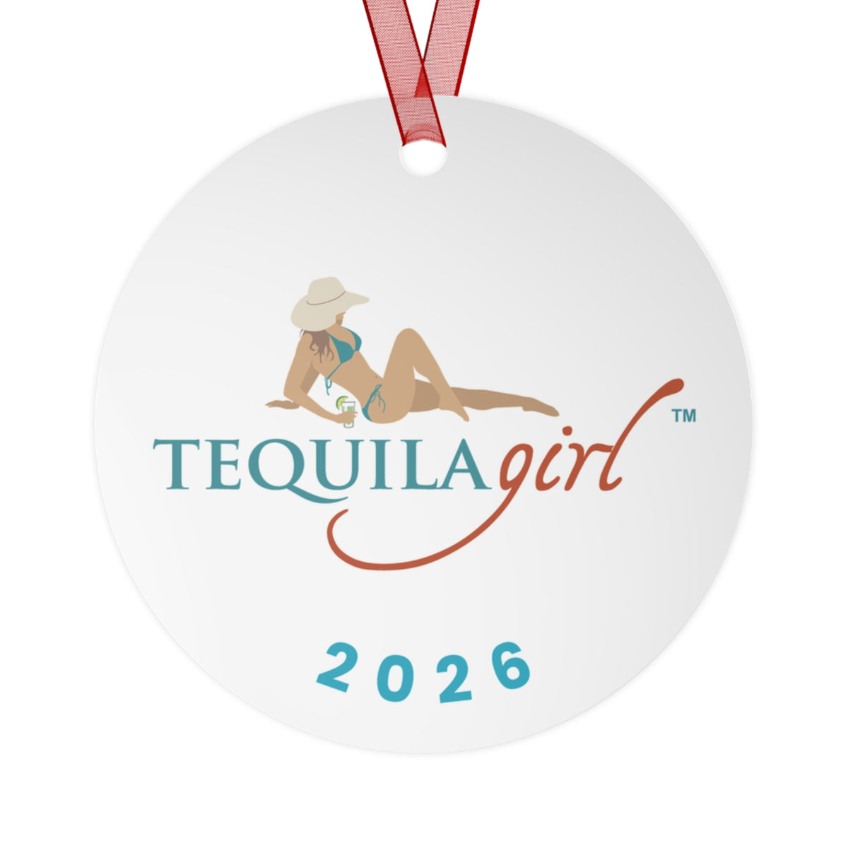 Tequila Girl™ 2026 Christmas Ornament - Beach Girl - Double-Sided Metal Ornament, Tequila Lover Gift