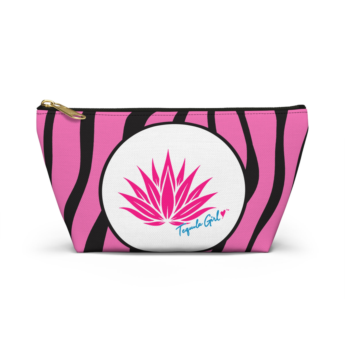 Tequila Girl™ Pink Zebra Makeup Pouch - Zebra Print Cosmetic Bag, Gift for Her