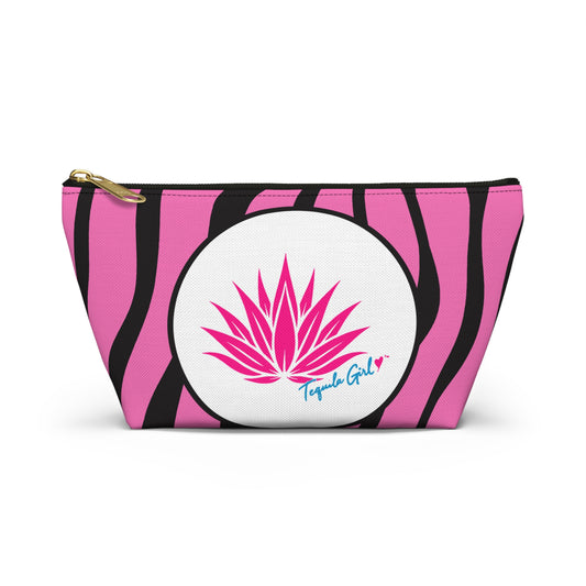 Tequila Girl™ Pink Zebra Makeup Pouch - Zebra Print Cosmetic Bag, Gift for Her
