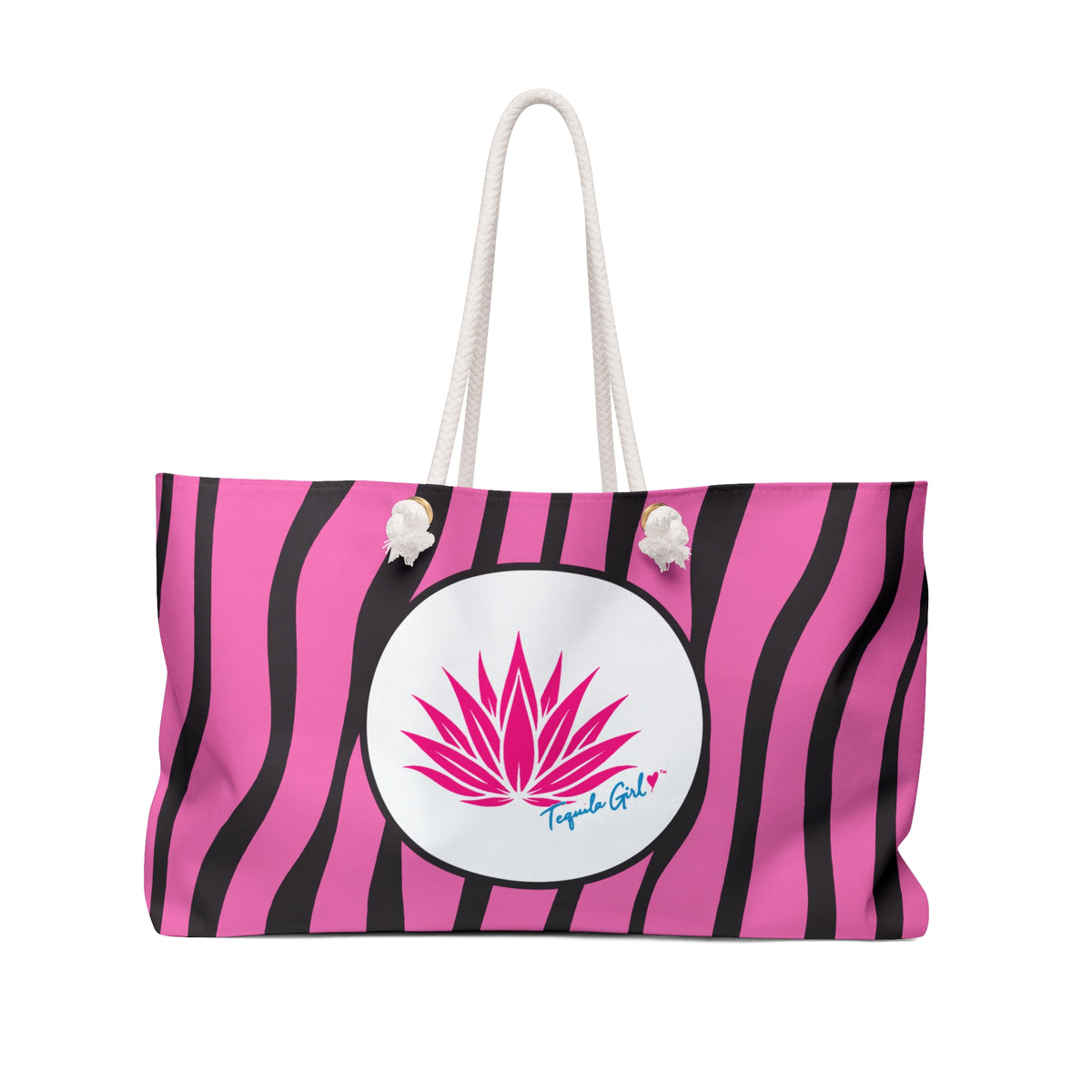 Tequila Girl™ Pink Zebra Weekender Bag - Girls Trip Travel Bag, Bachelorette