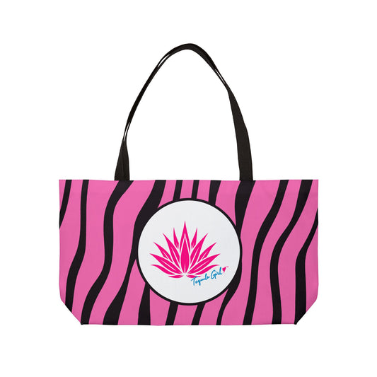 Tequila Girl™ Pink Zebra Beach Bag - Large Zebra Print Tote, Bachelorette Gift