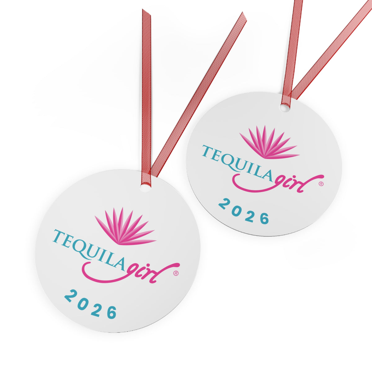 Tequila Girl® 2026 Christmas Ornament - Pink Agave - Double-Sided Metal Ornament, Tequila Lover Gift