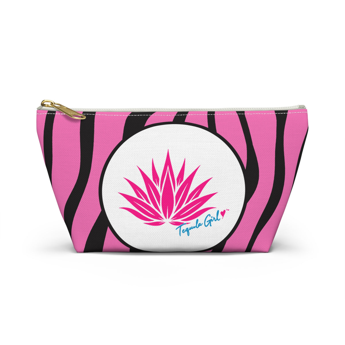 Tequila Girl™ Pink Zebra Makeup Pouch - Zebra Print Cosmetic Bag, Gift for Her