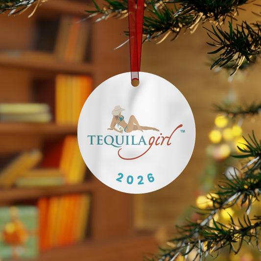 Tequila Girl™ 2026 Christmas Ornament - Beach Girl - Double-Sided Metal Ornament, Tequila Lover Gift